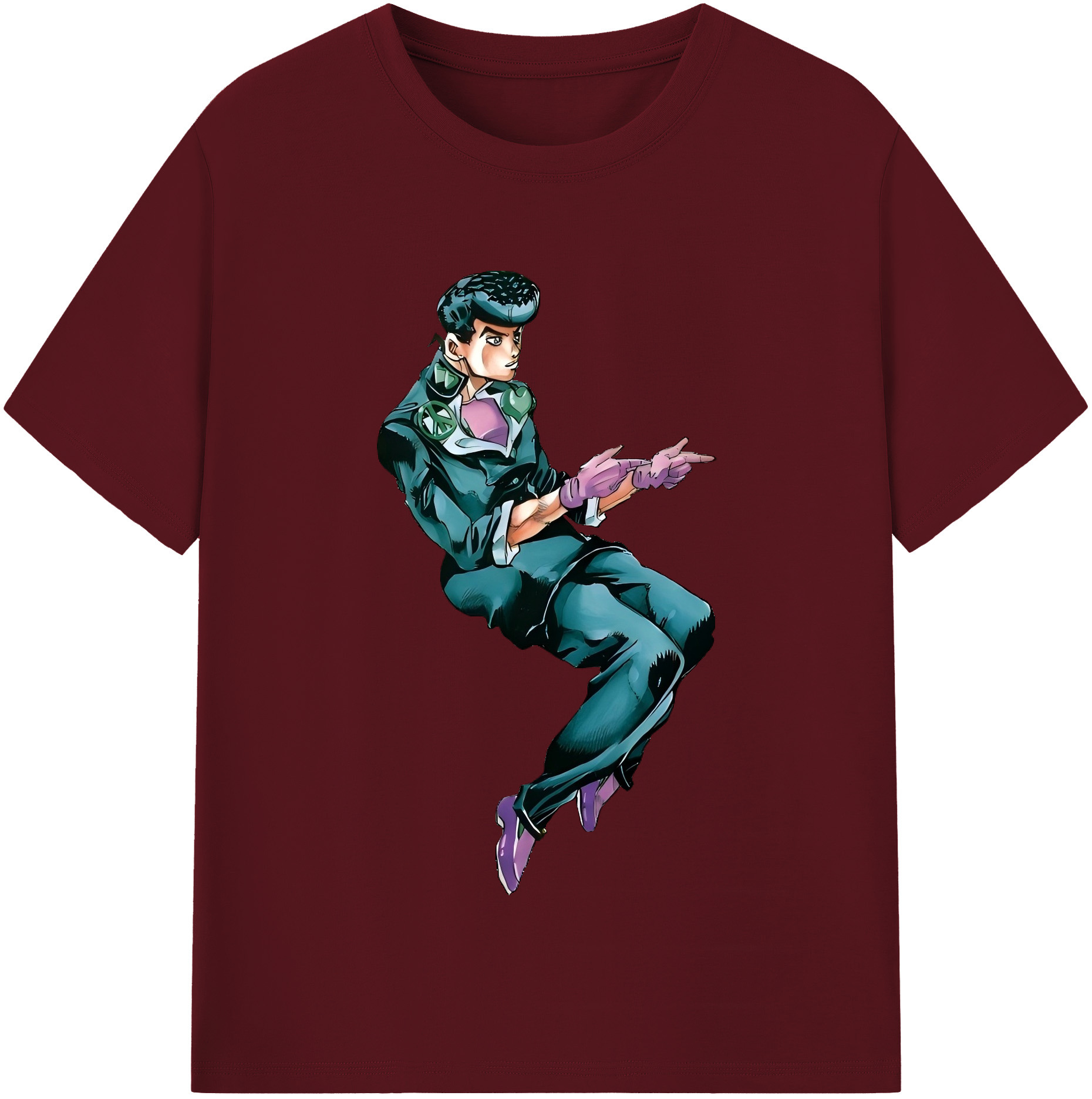 （画像用） ジョジョの奇妙な冒険 ひがしかた じょうすけ JoJo's Bizarre Adventure Higashikata Josuke 綿100％半袖Tシャツ（フロントプリント）